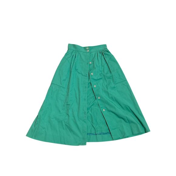 Vintage J.G. Hook A-Line Green Button up Skirt Size 8 - Picture 3 of 3